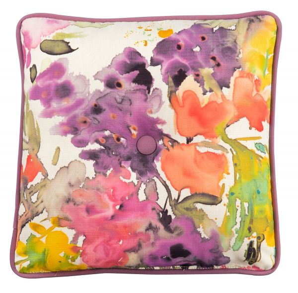 Square Throw Pillow with Button