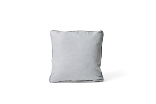 A 21 square throw pillow in light gray with slightly rounded corners set against a white background.