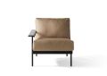 The Dakoda Cushion LAF Sectional End Unit is a beige armchair with a minimalist design, featuring black metal legs and a single left-side armrest against a plain white background.
